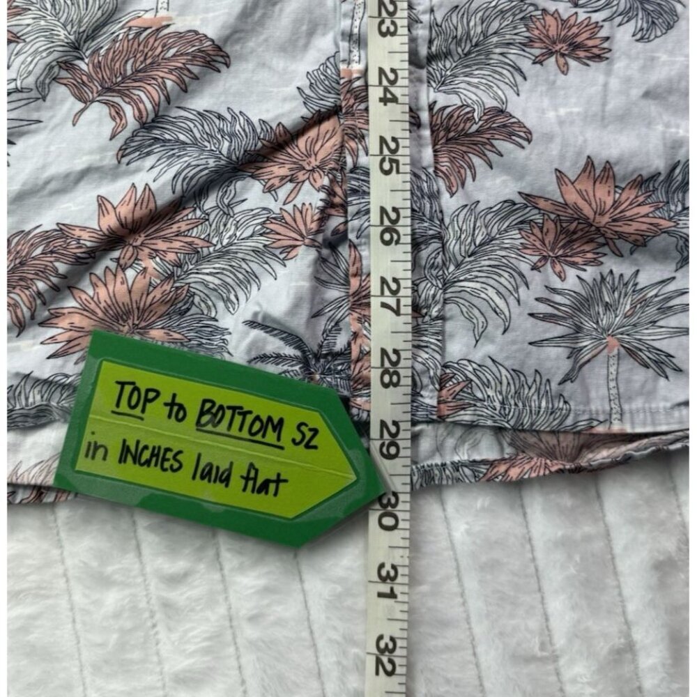 Sunrise Kingdom Vintage Design Hawaiian Palm Print Button Down Light Blue Coral - Picture 4 of 15